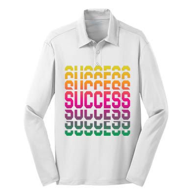 Success Typography Silk Touch Performance Long Sleeve Polo