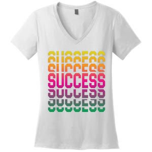 Success Typography Women's V-Neck T-Shirt