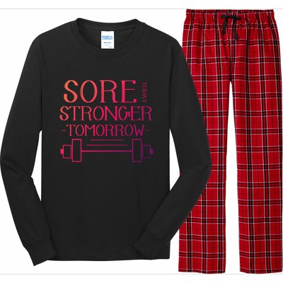 Sore Today Stronger Tomorrow Workout Fitness Gym Gift Long Sleeve Pajama Set