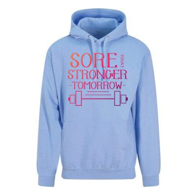 Sore Today Stronger Tomorrow Workout Fitness Gym Gift Unisex Surf Hoodie