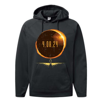 Sun Total Solar Eclipse 2024 Totality April 8 Performance Fleece Hoodie