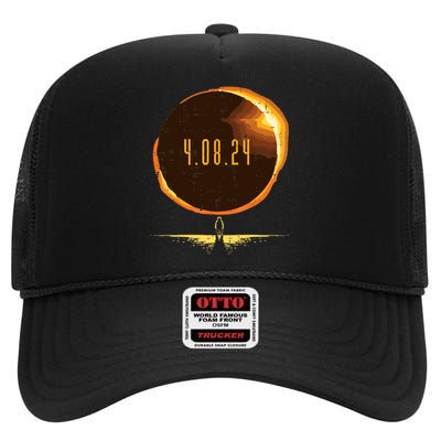 Sun Total Solar Eclipse 2024 Totality April 8 High Crown Mesh Back Trucker Hat