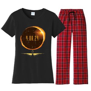 Sun Total Solar Eclipse 2024 Totality April 8 Women's Flannel Pajama Set