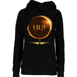 Sun Total Solar Eclipse 2024 Totality April 8 Womens Funnel Neck Pullover Hood