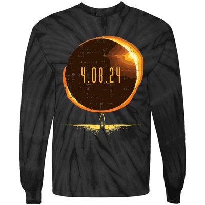 Sun Total Solar Eclipse 2024 Totality April 8 Tie-Dye Long Sleeve Shirt