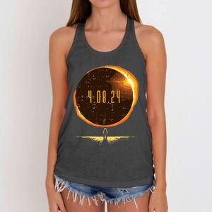 Sun Total Solar Eclipse 2024 Totality April 8 Women's Knotted Racerback Tank