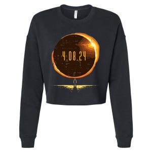 Sun Total Solar Eclipse 2024 Totality April 8 Cropped Pullover Crew