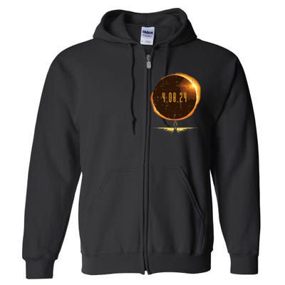 Sun Total Solar Eclipse 2024 Totality April 8 Full Zip Hoodie