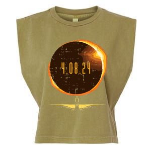 Sun Total Solar Eclipse 2024 Totality April 8 Garment-Dyed Women's Muscle Tee