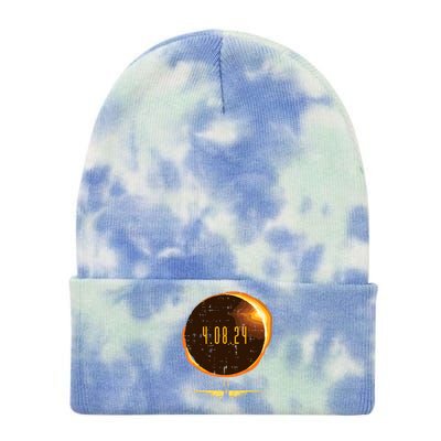 Sun Total Solar Eclipse 2024 Totality April 8 Tie Dye 12in Knit Beanie