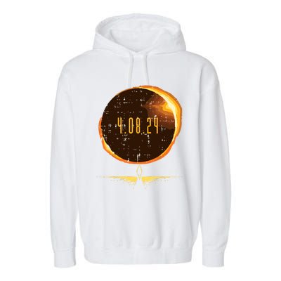 Sun Total Solar Eclipse 2024 Totality April 8 Garment-Dyed Fleece Hoodie