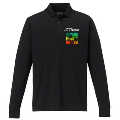 St Thomas Souvenir Cool Virgin Islands Vacation Performance Long Sleeve Polo