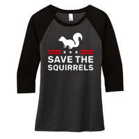 Save The Squirrels Justice For Peanut Women's Tri-Blend 3/4-Sleeve Raglan Shirt