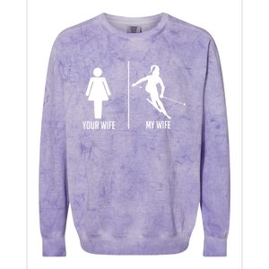 Ski Trip Skiing Wife Husband Marriage Cool Gift Colorblast Crewneck Sweatshirt