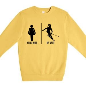 Ski Trip Skiing Wife Husband Marriage Cool Gift Premium Crewneck Sweatshirt