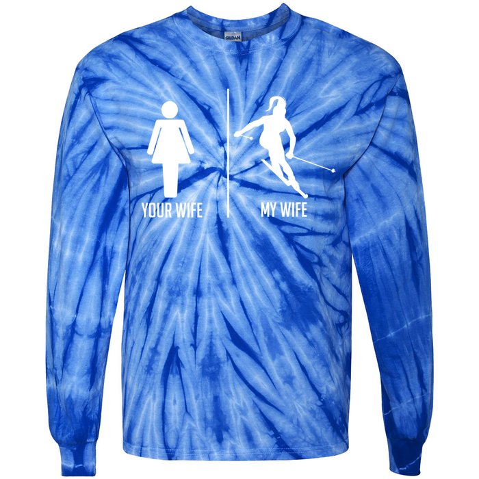 Ski Trip Skiing Wife Husband Marriage Cool Gift Tie-Dye Long Sleeve Shirt