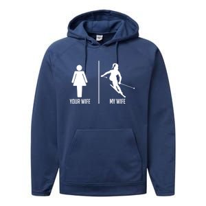 Ski Trip Skiing Wife Husband Marriage Cool Gift Performance Fleece Hoodie