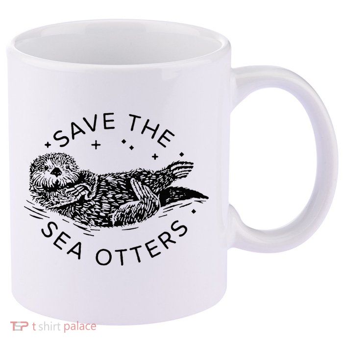 Save The Sea Otters 11oz C Handle Ceramic Mug