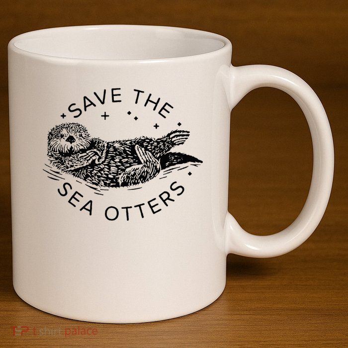 Save The Sea Otters 11oz C Handle Ceramic Mug