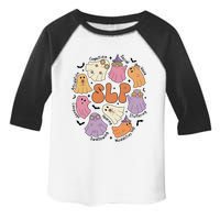 Speech Therapy SLP Ghost Spooky Cute Halloween Toddler Fine Jersey T-Shirt