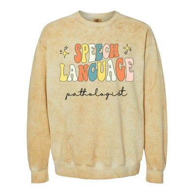 Speech Therapy Speech Language Pathologist Retro SLP Women Colorblast Crewneck Sweatshirt