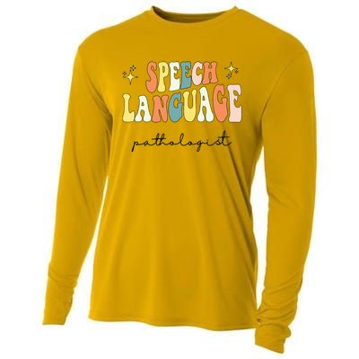 Speech Therapy Speech Language Pathologist Retro SLP Women Cooling Performance Long Sleeve Crew