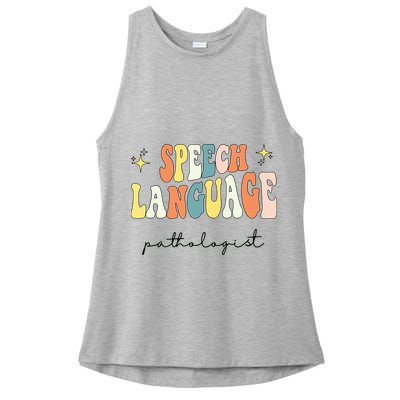 Speech Therapy Speech Language Pathologist Retro SLP Women Ladies PosiCharge Tri-Blend Wicking Tank