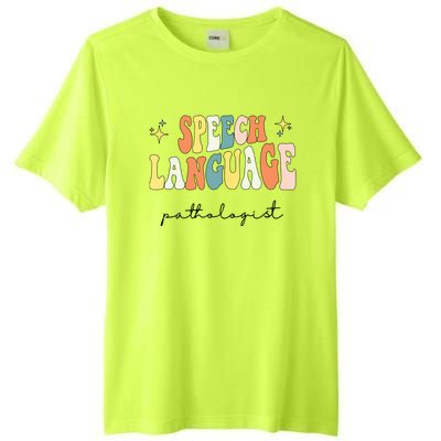 Speech Therapy Speech Language Pathologist Retro SLP Women Tall Fusion ChromaSoft Performance T-Shirt