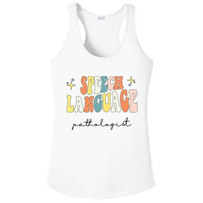 Speech Therapy Speech Language Pathologist Retro SLP Women Ladies PosiCharge Competitor Racerback Tank