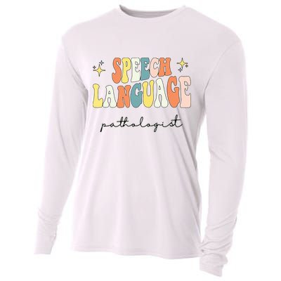 Speech Therapy Speech Language Pathologist Retro SLP Women Cooling Performance Long Sleeve Crew
