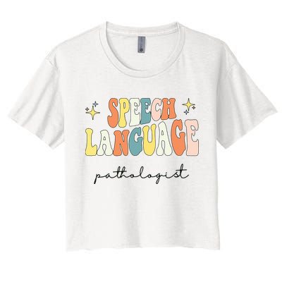 Speech Therapy Speech Language Pathologist Retro SLP Women Crop Top