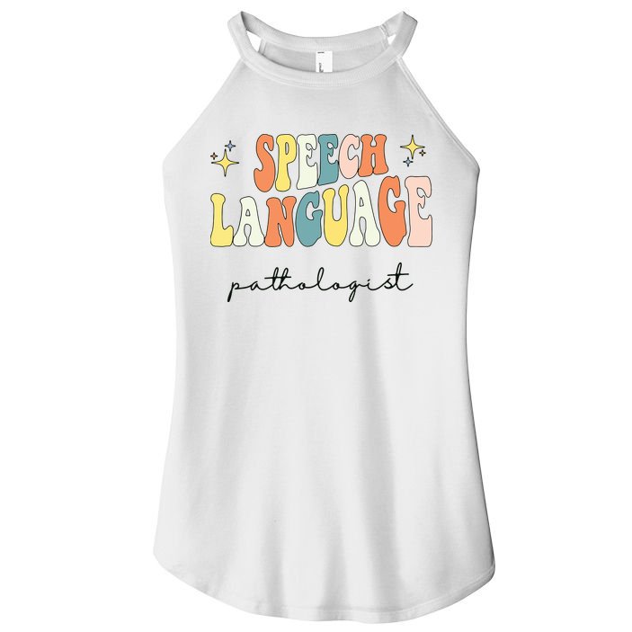 Speech Therapy Speech Language Pathologist Retro SLP Women Women's Perfect Tri Rocker Tank