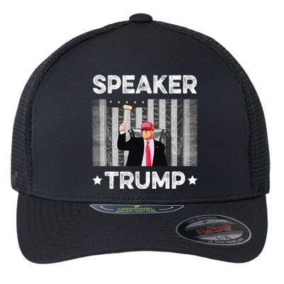 Speaker Trump | Speaker Of The House America Flag Pro Trump Flexfit Unipanel Trucker Cap