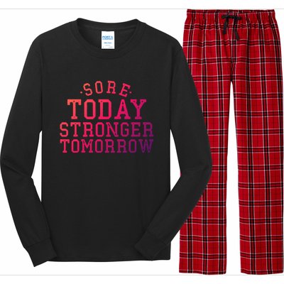 Sore Today Stronger Tomorrow Funny Workout Gym Exercise Gift Long Sleeve Pajama Set