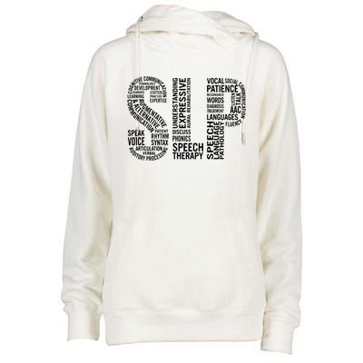 Speech Therapy Speech Language Pathology Month Womens Funnel Neck Pullover Hood