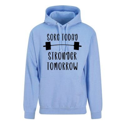 Sore Today Stronger Tomorrow Funny Gym Workout Gift Unisex Surf Hoodie