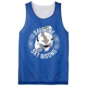 Save The Sky Bisons With Bison Head Gift Mesh Reversible Basketball Jersey Tank