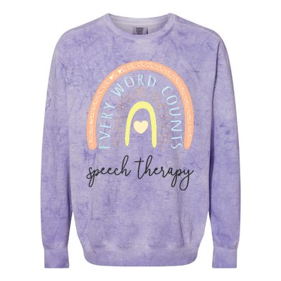 Speech Therapy Speech Language Pathologist SLP Boho Rainbow Colorblast Crewneck Sweatshirt