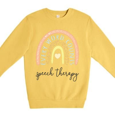 Speech Therapy Speech Language Pathologist SLP Boho Rainbow Premium Crewneck Sweatshirt