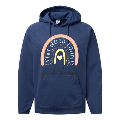 Speech Therapy Speech Language Pathologist SLP Boho Rainbow Performance Fleece Hoodie