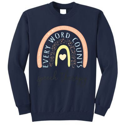 Speech Therapy Speech Language Pathologist SLP Boho Rainbow Tall Sweatshirt