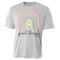 Speech Therapy Speech Language Pathologist SLP Boho Rainbow Cooling Performance Crew T-Shirt