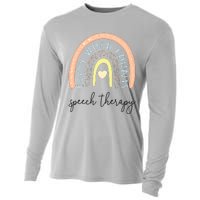 Speech Therapy Speech Language Pathologist SLP Boho Rainbow Cooling Performance Long Sleeve Crew