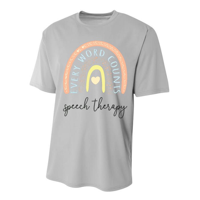 Speech Therapy Speech Language Pathologist SLP Boho Rainbow Performance Sprint T-Shirt