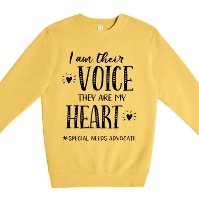 Sped Teacher Special Needs Advocate Gift I Am Their Voice Funny Gift Premium Crewneck Sweatshirt