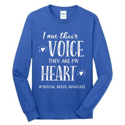 Sped Teacher Special Needs Advocate Gift I Am Their Voice Funny Gift Tall Long Sleeve T-Shirt