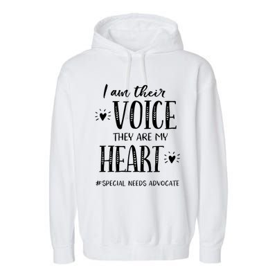 Sped Teacher Special Needs Advocate Gift I Am Their Voice Funny Gift Garment-Dyed Fleece Hoodie