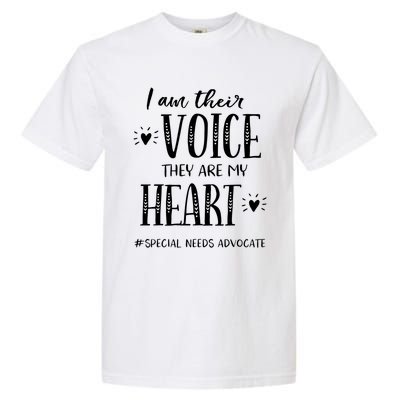 Sped Teacher Special Needs Advocate Gift I Am Their Voice Funny Gift Garment-Dyed Heavyweight T-Shirt