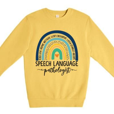 Speech Therapy Speech Language Pathologist SLP Boho Rainbow Premium Crewneck Sweatshirt