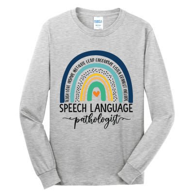 Speech Therapy Speech Language Pathologist SLP Boho Rainbow Tall Long Sleeve T-Shirt